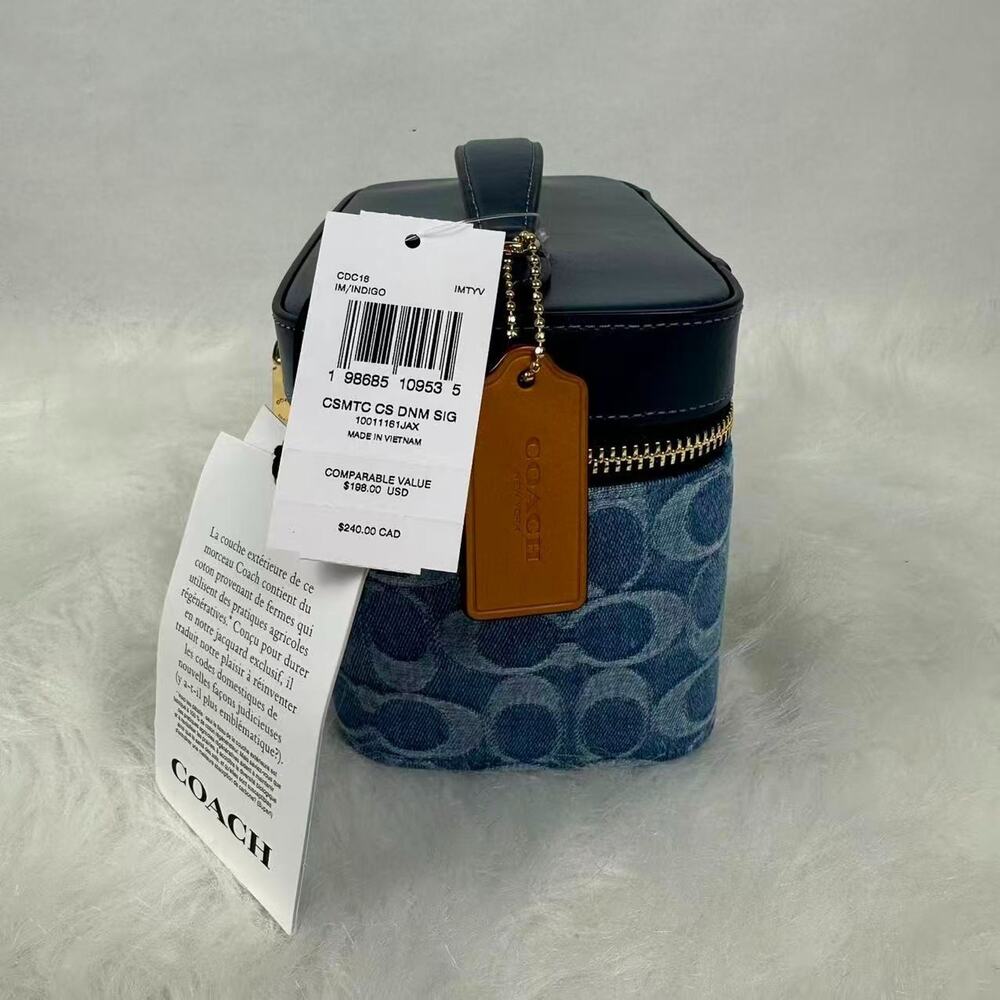 Coach Cosmetic Case in Signature Denim Gold/Indigo CDC16 New - Picture 4 of 6
